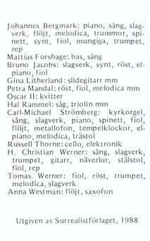 Bevingade Tungor, cassette cover, inside, swedish
