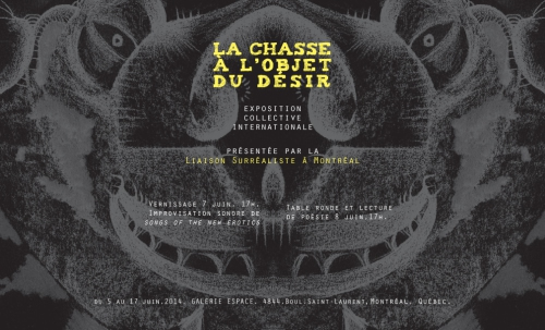 Card for the exhibition La Chasse √† l'objet du d√©sir, Montr√©al