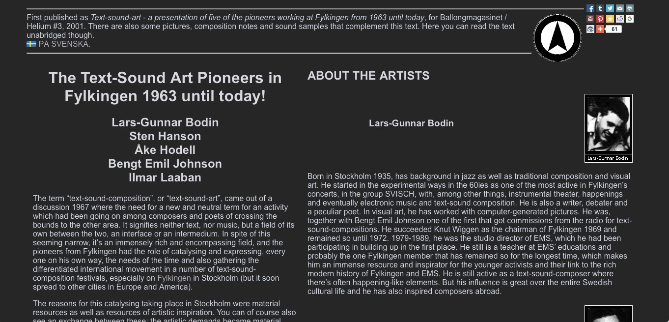 The pioneers of Text-Sound Composition.